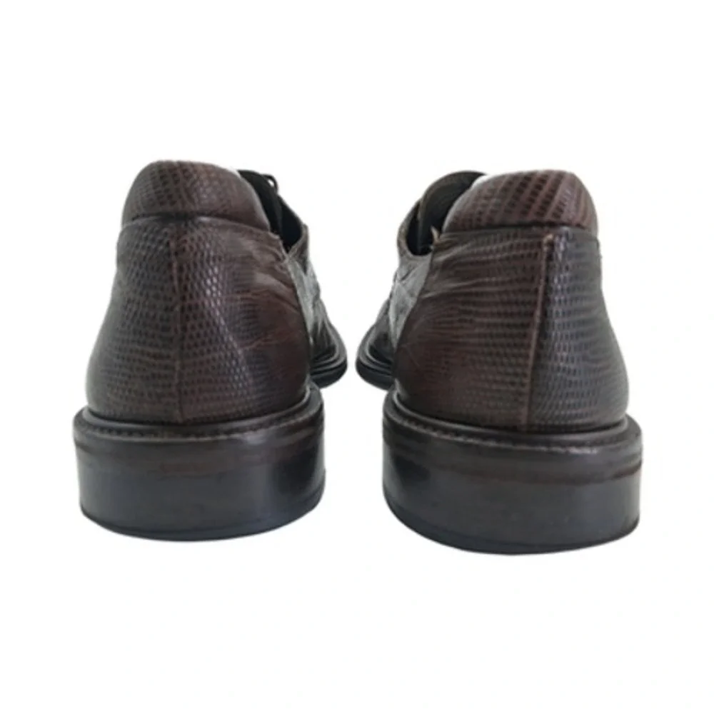 Mezlan Platinum Shoes Mens 10.5 Brown Genuine Lizard Square Toe Derby Dress